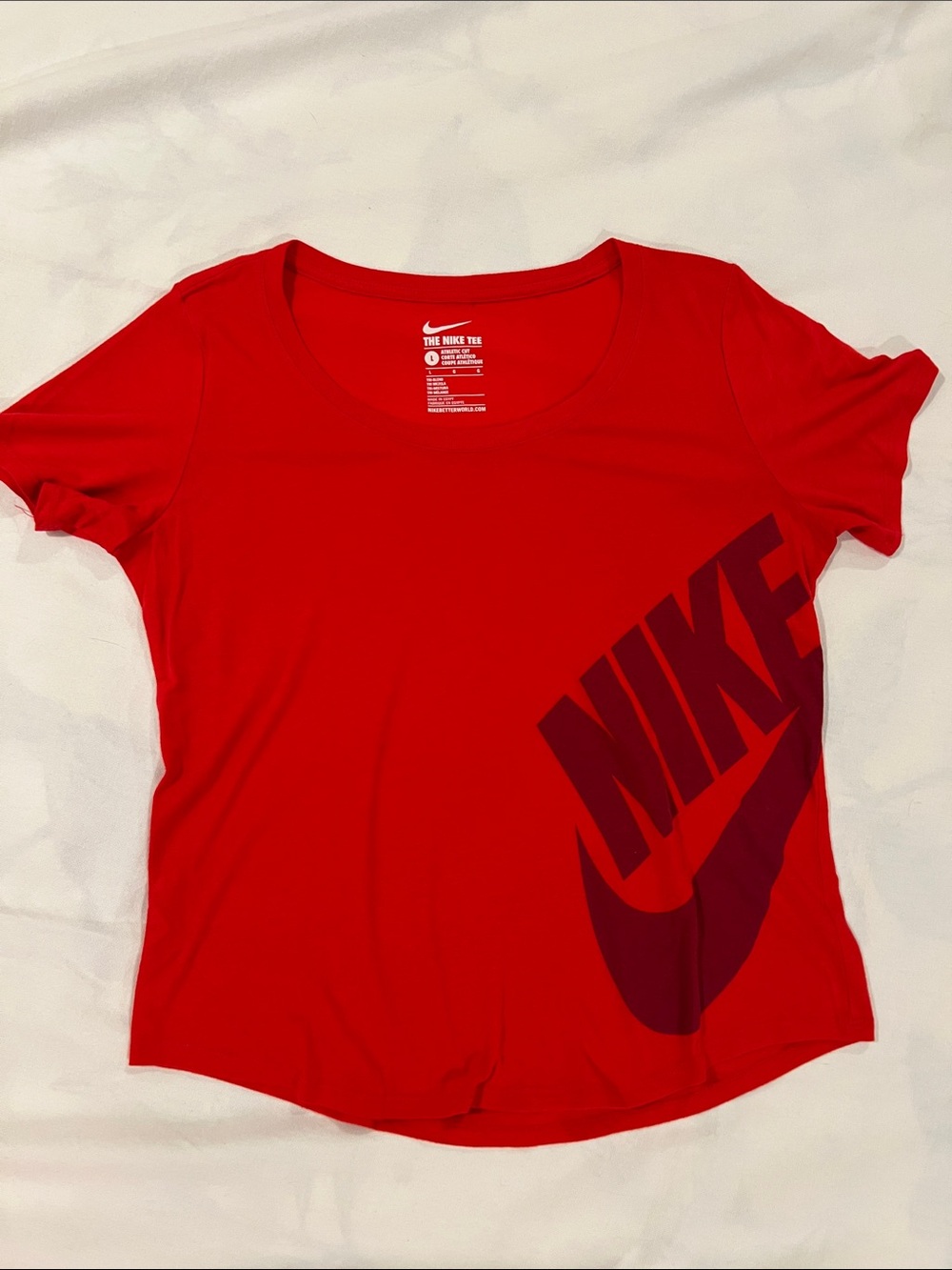 Nike Women’s Red Short Sleeve Tee with Maroon Logo